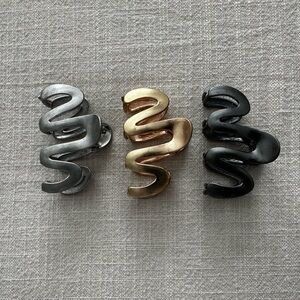 Anthropologie Metallic Hair Clips - Silver, Gold, Black